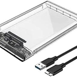 External Portable USB3.0 to SATA Hard Drive Enclosure for 2.5 inches SATA HDD SSD Below 9.5mm Thickness, Support UASP SATA III, Max 4TB, Tool-Free Design DF2 (Transparent)-10