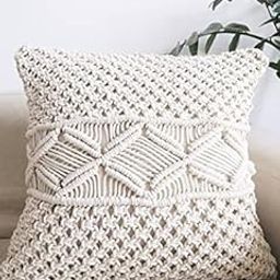 ACN Kohinoor Macrame Cushion Cover 16 x 16 Inches, Boho D?cor Hand Woven Decorative Pillow Cover for Sofa Set, Bedroom, Living Room, Home Furnishing, 1-Pcs, Off-White | Style 33 |-image-94