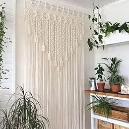 R.R.LALA Macrame Curtain Large Boho Woven Wall Hanging Window Curtains Handmade Bohemian Decor for Window Doorway Closet Wedding Backdrop Arch Bedroom Living Room Apartment, (40" W x 80" L)-image-64
