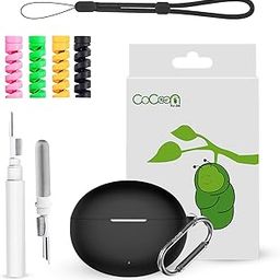 Cocoonkart Silicone Case Cover Compatible for OnePlus Buds 4 with Cleaner Kit,Lanyard & 4 Pcs Cable Protectors (Black)-32