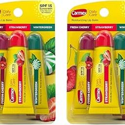 Carmex Moisturizing Lip Balm 3 Tubes Assorted Flavor - Fresh Cherry, Strawberry, Wintergreen (2 Pack)-21