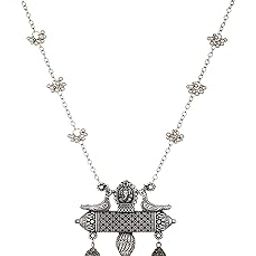 Fashion Afghani Oxidised Silver Jewellery Stylish Antique Long Necklace Set for Women & Girls-image-39
