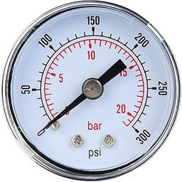 Pressure Gauge, Chrome Plated Steel Case Dry Lower Mount 1/8 NPT Air Gauge, Tool for Tank Accessory W10055 (0-300psi,0-20bar)-11