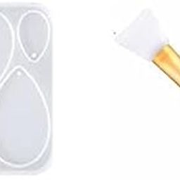 M.F.H COMBO Silicone Round Drop Keychain Pendant Earring Resin Mould Creative DIY Earring Keychain Art and Craft Making kit Epoxy Resin Art Mould 6 Cavity AND Mould Brush for Resin, Crafts, and DIY Projects – Flexible, Non-Stick Brush for Precision Application in Soap, Candle, and Epoxy Resin Molding Soft Silicone Facial Applicator Mask Hairless Brush with Ultrasoft Bristles-image-98
