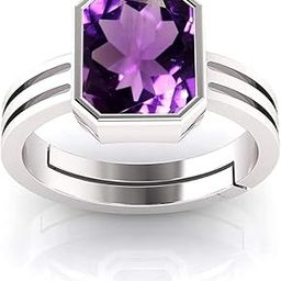 17.00 Ratti 16.50 Carat Amethyst Silver Plated Ring Katela Ring Original Certified Natural Amethyst Stone Ring Astrological Birthstone Adjustable Ring Size 16-24 for Men and Women,s-image-56