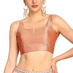 Womens Chevron Woven Design Tussar Padded Blouse-image-12