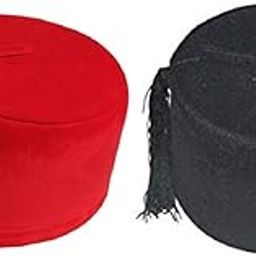 Men's Velvet Mirza Ghalib Cap (Red and Black; Free Size)- Set of 2-73