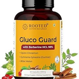 Rooted Active's Organics Berberis Berberine 98% with with Ceylon Cinnamon, Gurmar, Bitter Melon (Karela) | Berberine Capsules 750 mg | Berberine Supplements for 2X Liver Support | Antioxidant Protection & Weight Management | Herbal Formula for Detox & Metabolic Wellness - 60 Veg Capsules-image-67