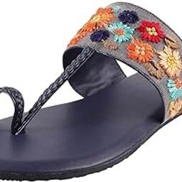 Women's Flat Floral Embellished Fashion Kolhapuri Chappal Sandals-image-29
