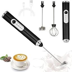 Rechargeable Handheld Milk Frother - 3-Speed Electric Foam Maker for Coffee with 2 Whisks and Coffee Decoration Tool, Coffee Frother Mixer, Stand-up Design, for Cream, Latte, Cappuccino-image-84