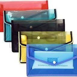 Plastic Flexi Button Bag | Cheque Book Holder | Document Holder | Passbook Holder Cheque Pouch (Pack of 5)-24