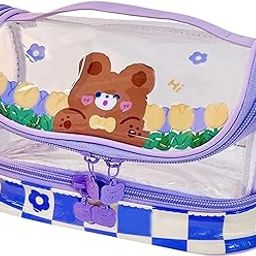 ArtSpark Multipurpose Transparent Zipper Pouch for Girls - Portable Cute Stationery & Make up Accessories Organizer Bag for Students, Collage & Office Girls, Aesthetic Zipper Closure Pouch - Purple-image-15