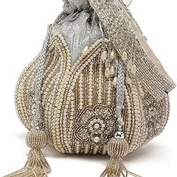 Lotus Floral Embellished Faux Silk Potli-53