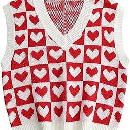 Women's Sleeveless V Neck Knit Sweater Vest Houndstooth Crop Tank Top-29