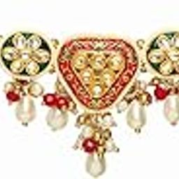 by EVERSTYLISH Kundan Necklace for Women | Enamel & Pearl Drop Layered Necklace | Ethnic Jewelry for Weddings, Festivals & Special Occasions-image-52