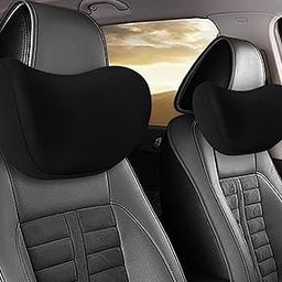KDG TREADS Car Neck Pillow,Neck Pain Relief for Long Drive Car Seat Back Head Rest Memory Foam Pillow for Driving with Adjustable Strap,and Breathable Removable Cover (Black), Standard-2024(2pcs)-53