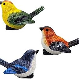 Beauy Girl 3 Pcs Miniature Bird Decorative Figurines Garden Statue Birds Figures Decor Mini Bird Figures Animal Model Toys Cake Topper Flower Pots Plant Ornaments Fairy Garden Decor, 3 Color-image-31