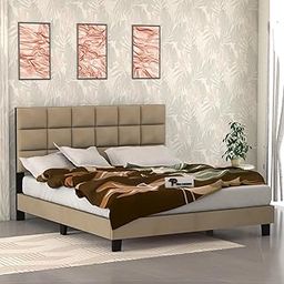 NATRAJ ART & CRAFT Engineeredwood- Modern Upholstered King Size Bed for Bedroom- Upholestery Premium Fabric Cot for Home- 6.5 X 6 Ft Bed with 7 YearsWarranty (Candler, King) (Beige)-image-76