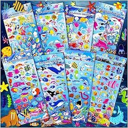 SUPER TOY 100+ 3D Puffy Fish Stickers for Kids Toddlers, Sea Ocean Animal Foam Stickers for Decoration, Classroom Rewards, Party Favors, 4 Different Sheets Craft Scrapbooking-24