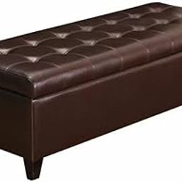 LEGACY OF COMFORT Nysir 2 Seater Sofa Upholstered Ottoman Bench with Storage, for Living Room, Bedroom, Entryway (Brown Leather)-image-24
