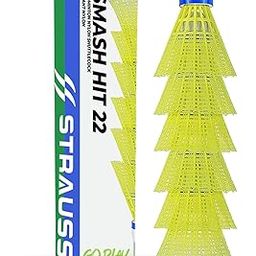 Strauss Smash Hit-22 Nylon Shuttlecock (Pack of 6) | Stable Flight, Fast Recovery & Near Feather Shuttle Performance | Medium Speed, Durable & Less Frequent Replacement (Yellow)-10