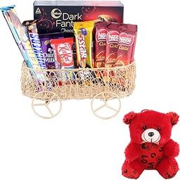 SFU E Com Premium Chocolates Gift Hamper | Valentine Teddy Bear With Chocolate Combo | Valentine Chocolate Hamper | 585-15