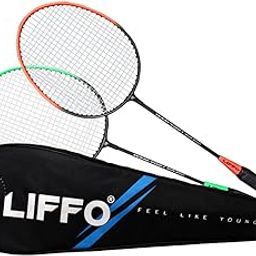 Light Aluminium Badminton Racquet with Full Cover (Green/Orange) - Set of 2 (WXM-YD 2.1)-16