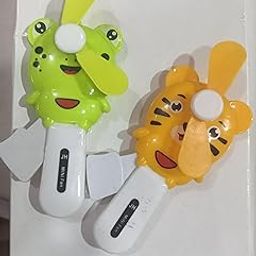 Portable Mini Hand Fan for Kids, Cute Animal Design, Battery Operated, Tiger and Frog Shapes, Yellow and Green-image-35