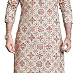 sojanya (Since 1958 Men's Cotton Linen Yellow & Multi Print Kurta & White Churidar Pyjama Set-picture-49