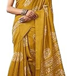 Women's Cotton Blend Printed Saree With Unstitched Blouse Piece-image-41