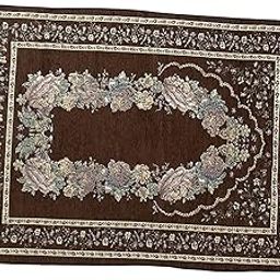 Portable Polyester Muslim Prayer Rug Ramadan Tassel Carpet Mat Dark Brown-image-48
