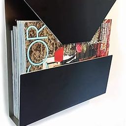 Indian Decor 24100 Wall Mounted Metal Magazine Holder (Black, 12" w x 11" h x 2" d)-image-91
