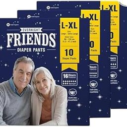 Friends Overnight Unisex Adult Diapers Pants Style-30 Count (L-Xl) With Odour Lock And Anti-Bacterial Absorbent Core- Waist Size 30-56 Inch ; 76-142Cm-image-66