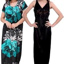 New Satin Designcolor Nightdress Nighty for Women & Girls- Pack of 2-image-94