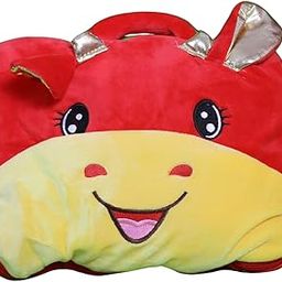 Dreamz Gallery Portable Travel Blanket with Animal Print & Cushion Set - Soft Microfiber Polyester, Warm & Cozy, Multi-Use Pillow & Blanket for Office, Car, & Travel-Compact & Easy to Store-image-1