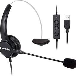 VoiceJoy Call Center Noise Cancelling Corded Monaural Headset Headphone with Mic Microphone with USB Plug, Volume Control and Mute Switch-6