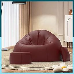 ComfyBean Bag with Beans Filled XXXXXL Bean Bag Comfy Originals - Bean Bag with Cushion and Footrest - Official : ComfyNova Range - Comfort Level : Basic - (Matching Cushion Round : Maroon)-picture-18