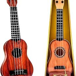 WISHKEY Guitar Toy 4 Strings Acoustic Music Toys for Kids, Educational Toy Guitar for Beginners, Musical Instrument for Kids, Learning Musical Toy, Sound Toys, 6+Years, Brown, 22" (Pack of 1)-14