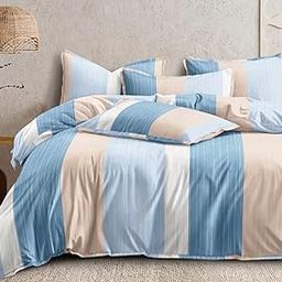 MOSHO 220 TC Cotton Double Bed King Size BedSheet Comforter Duvet Set with Elastic Fitted 78x78x10 Inch BedSheet, 2 Pillow Covers (King Comforter + King Elastic Fitted Bedsheet, B)-29