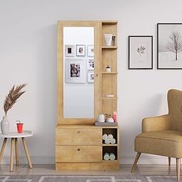 Bniture Wooden Dressing Table for Bedroom with 2 Drawer, Mirror and Huge Storage Space | Long Dresser Vanity Table with Mirror. (Giant Wood)-6