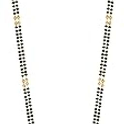 2 Vati Wati Mangalsutra For Women Girls Ladies Temple South Indian Traditional 1 Gram Gold Stylish Maharashtrian Long Chain Double Mangal sutra Pendant Tanmaniya Black golden Nallapusalu Chains-image-70