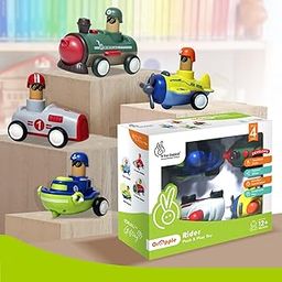 R for Rabbit Orapple Rider Push and Play Mini Toy Car Set for Kids | Non-Toxic BPA Free 4 Pcs Combo of Toy Racing Car, Train, Aero Plane & Speed Boat (Multi 2)-image-3