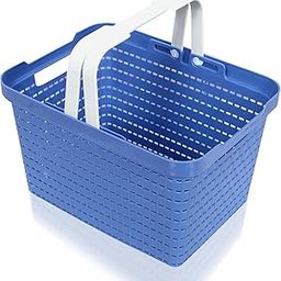 Kuber Industries Plastic Storage Basket for Fruits, Picnic, and Kitchen - FLORA-222 Blue-33