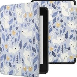 SwooK Classic Printed Magnetic Flip Cover case for All New Kindle Paperwhite 10th Gen Generation 2018 Released Kindle Flip Cover Case Shell (Cat Flower)-picture-9