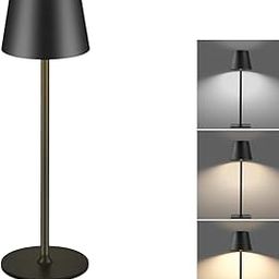 Wezone Handmade Boho Rope Table Lamp Modern Decorative Desk Lamp with Wooden Base, Soft Warm Light for Bedroom, Living Room, Office, Nightstand Unique Design, Plug-in (Black Rechargable Lamp)-image-67