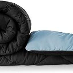 Amazon Brand - Umi AC Comforter Double Bed | AC Blanket Double Bed | 220 GSM Super Soft Microfiber Reversible Lightweight All- Seasons Bed Comforter/Duvet/Quilt (90"X86" Inche, Black & Aqua)-19