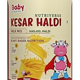 Babyorgano Nutriverse Kesar Haldi Milk Mix for 2-8 Years Kids|Supports Healthy Growth & Development|High Protein &Vitamins,Gluten Free|Kesar Flavor - 300 grams - New Lanuch,powder,1 count-image-61