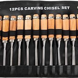 Levin 12 PCS Wood Carving Tools, Gouges Woodworking Chisels, Full Size Wood Carving Knifes for Beginner, Hobbyists, Professionals, Artistic, Gifts for Him, Father's Day-15