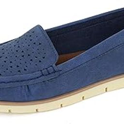 Womens Penny Loafers Breathable Slip on Flat Shoes Moccasins (37,Navy)-image-44