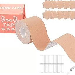 Boob Tape for Breast Lift with 10 Satin Nipple Pasties and 36 Fashion Tapes for Clothes (Beige)-image-76